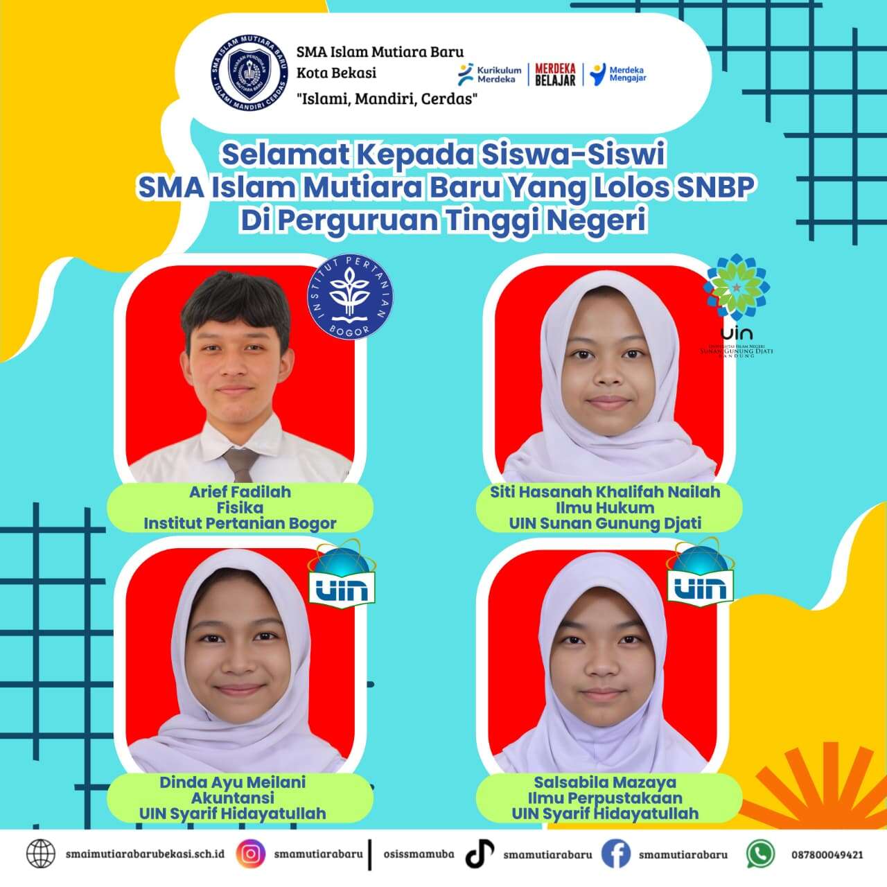 Selamat, Peserta Didik masuk  Perguruan Tinggi Negeri 2026